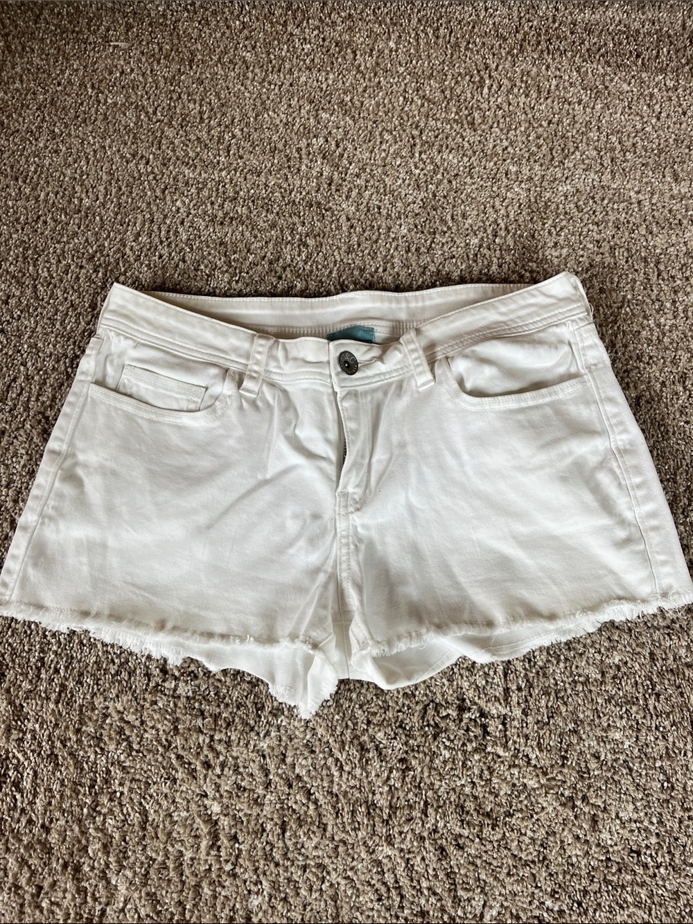 C&C California White Denim Frayed Hem Shorts